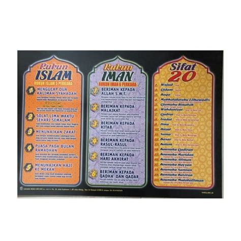 Poster Rukum Islam Rukun Iman Dan Sifat 20 Shopee Malaysia Free Hot