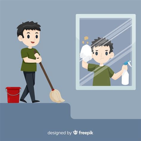 Free Vector Boy Cleaning Collection