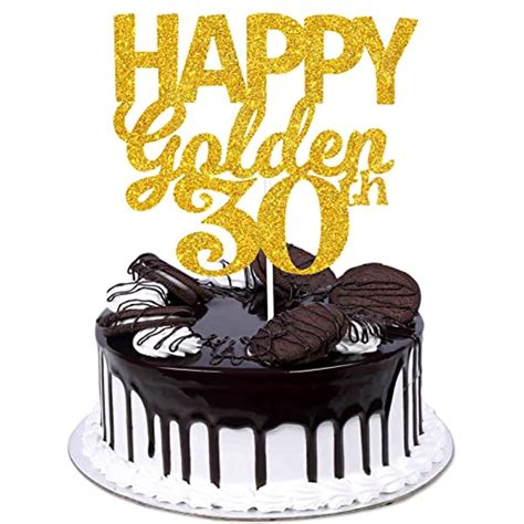 Happy Golden 30th Birthday Cake Topper Happy 30 Birthday Gold Glitter