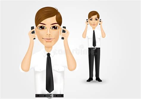 Businessman Talking Two Cell Phones Stock Illustrations 12