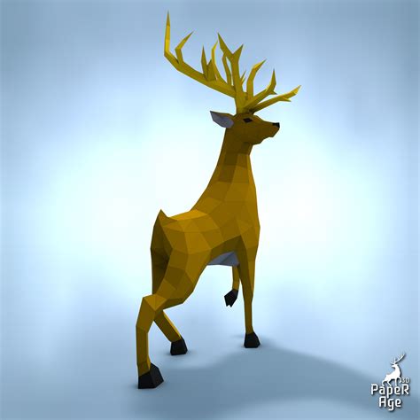 Royal Deer Papercraft Pepakura Lowpoly Low Polygon 3d Etsy Canada