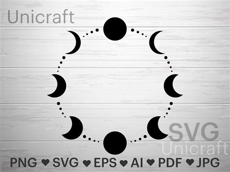 Moon Circle Moon Phase Svg Moon And Stars Mystic Svg File Vector Moon Silhouette Celestial
