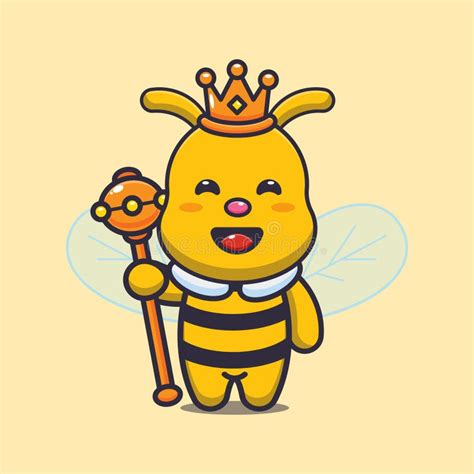 Cute King Bee Cartoon Mascot Illustration Stock Vector Illustration