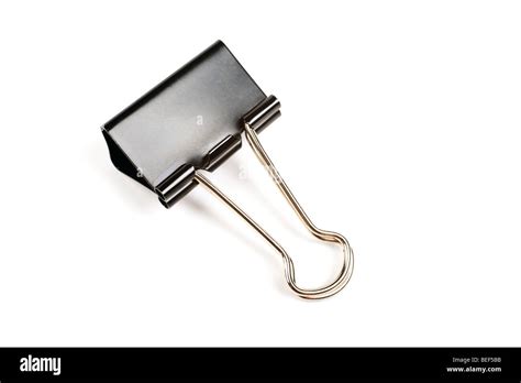 Black Paper Clip Isolated On White Background Stock Photo Alamy