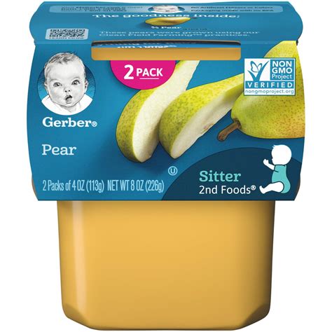 Gerber 2nd Foods Pear Baby Food 4 Oz Tubs 2 Count