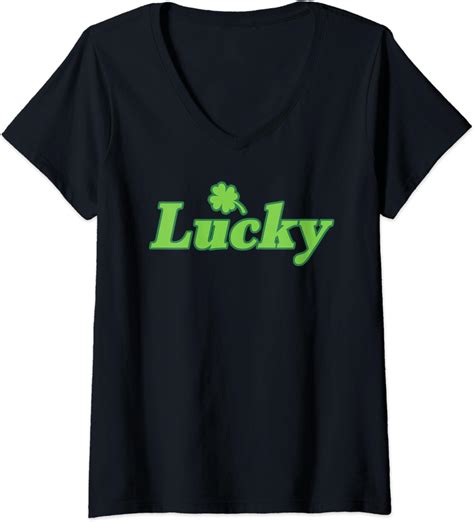 Womens Lucky V Neck T Shirt Clothing Shoes And Jewelry