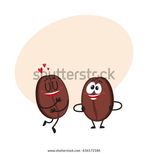 Two Funny Coffee Bean Characters One Stock Vector Royalty Free 636572186