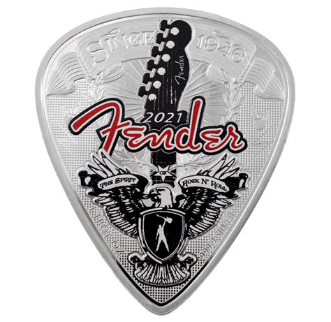 1 Oz Pure Silver Guitar Pick Coin Fender 75th Anniversary 2021
