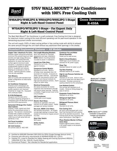 Air conditioners, heaters, air purifiers, humidifiers 575V WALL-MOUNT™ Air Conditioners | Manualzz
