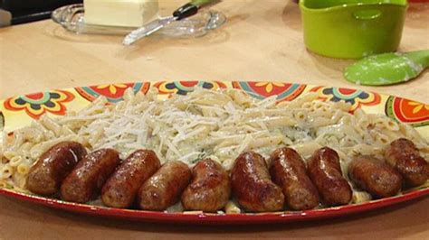 braised sausages with macaroni cheese sauce and fennel recipe rachael ray show