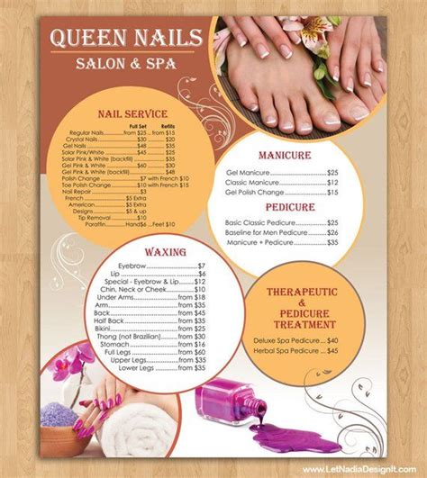 2 Page Pedicure Menu For Nail Salon Design Only Etsy Nail Salon Prices Salon Price List