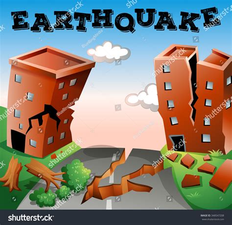 Natural Disaster Scene Earthquake Illustration เวกเตอร์สต็อก ปลอดค่า