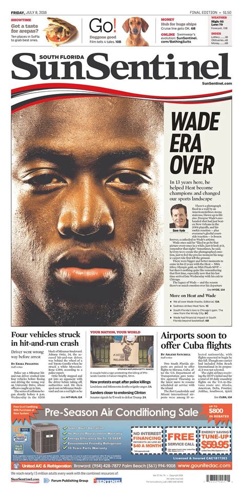 Is the sun your business? SUN SENTINEL 7/8/16 via Newseum | Newseum, Newspaper ...
