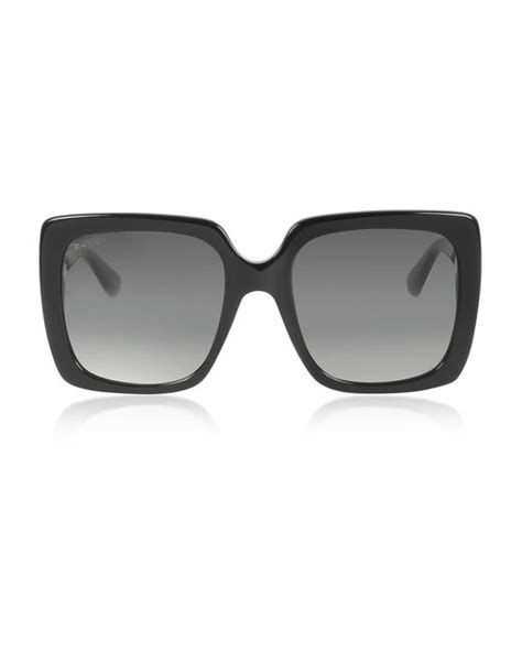gg0418s rectangular frame acetate sunglasses di gucci in nero lyst