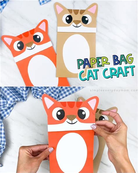 Paper Bag Cat Craft For Kids Free Template Video Video Paper
