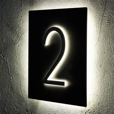 Illuminated House Number Led Halo 3d Acrylic Door Number Sign Etsy