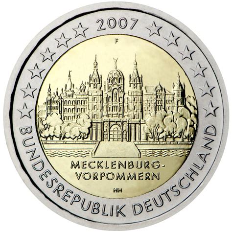 2 Euro Coin Schwerin Castle Mecklenburg Vorpommern Germany 2007