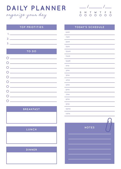Best Printable Blank Class Schedule Printablee Daily Planner Printable