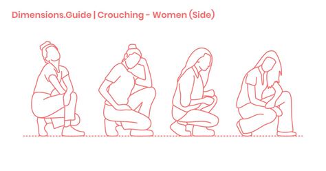 Crouching Women Side Dimensions Drawings Dimensions Pose