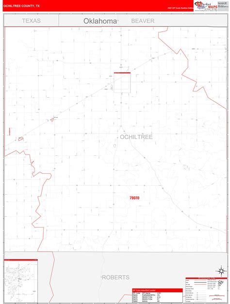 Ochiltree County Tx Zip Code Wall Map Red Line Style By Marketmaps