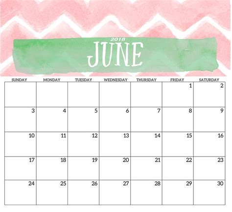 June Desk Cute Calendar 2018 Free Printable June Calendar Printable