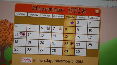 Starfall Make A Calendar November 2018 Youtube