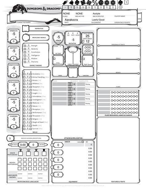 D D 5 Form Fillable Character Sheet Printable Forms Free Online