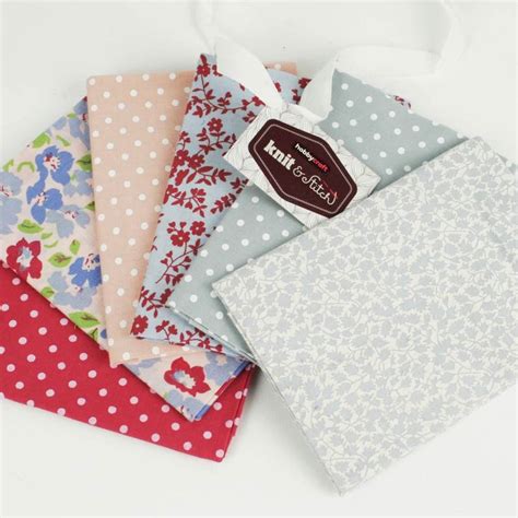 Hobbycraft Fat Quarter 6 Pack Assorted Colours Quilting Fabric