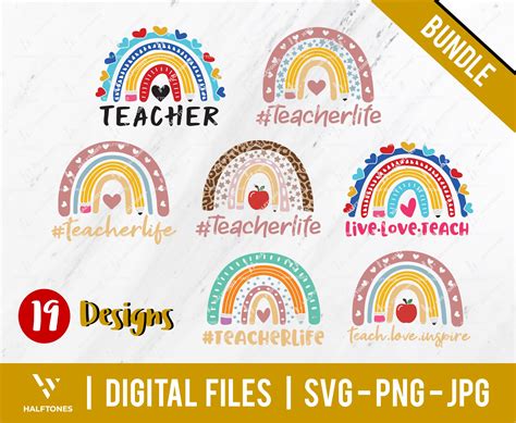 Teacher rainbow SVG teacher png rainbow svg teacher life | Etsy