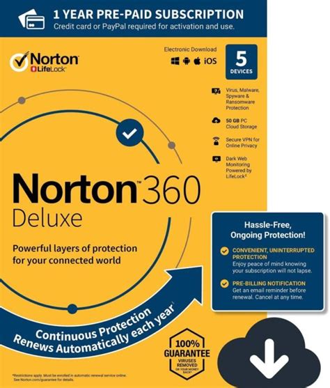 Norton 360 Deluxe Antivirus Software For 5 Devices With Auto Renewal