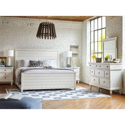 Mansion rustic bedroom set made in north america solid wood construction hand forged and sealed iron hardware naturally distressed and aged. Rustic Casual White 6 Piece King Bedroom Set - Ashgrove ...