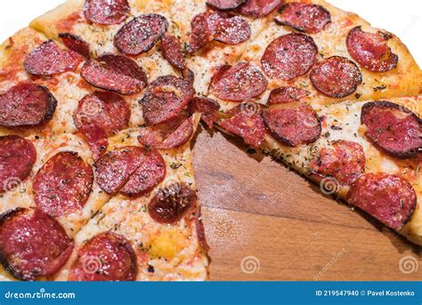 Close Up Of Pepperoni Pizza With Mozzarella Cheese Royalty Free Stock