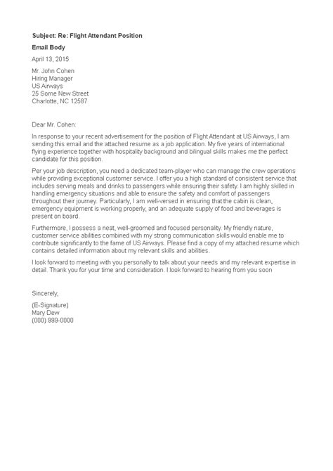 Kostenloses Email Cover Letter Sample