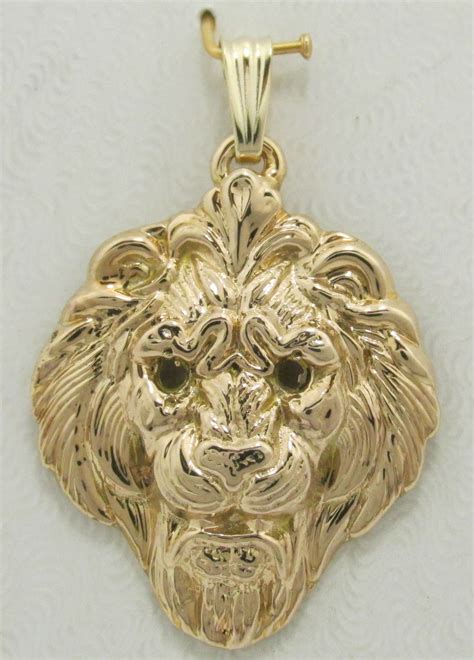 14k Solid Yellow Gold Lion Head Pendant 523 Grams Gold Exquisite