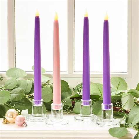 Advent Flameless Candle Set Four Candles With Remote Decor