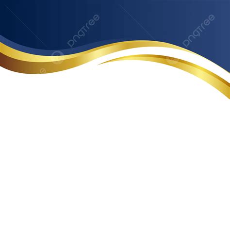 Blue Wavy Curve Shape Business Waves Frame Golden Border Banner For