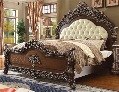 Hd 8013 Homey Design Bedroom Set Victorian Style Brown Cherry Finish