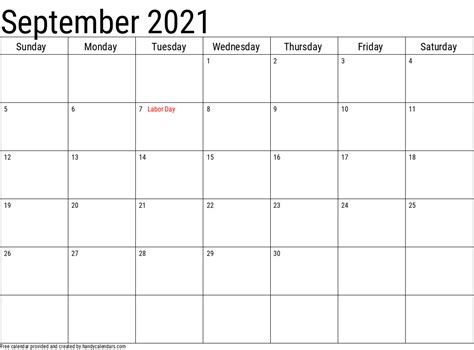 Labor day celebrates workers and their various labor unions that contribute to the growing american economy. 2021 September Calendars - Handy Calendars