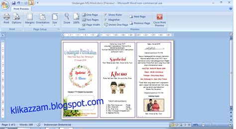 Contoh Undangan Pernikahan Dengan Microsoft Word Klik Azzam