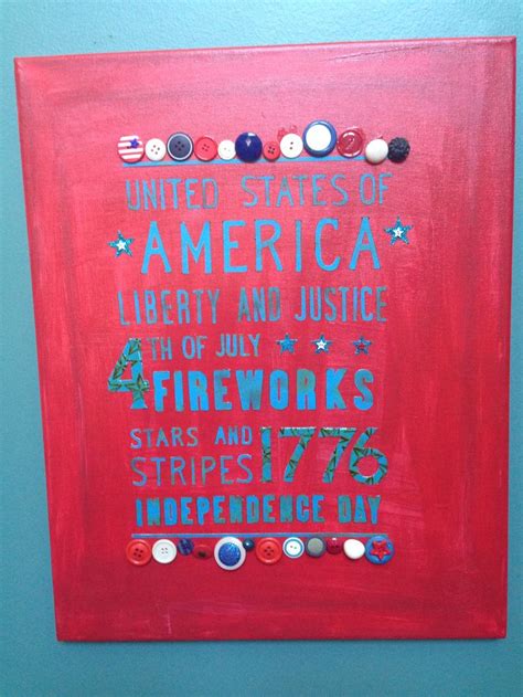 Fourth Of July Canvas Using Cricut Word Collage Cartridge Word