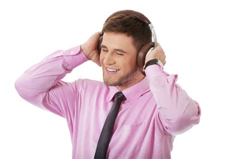 Young Businessman Listening To Music Stock Photo Image Of Handsome