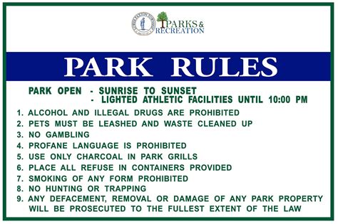 Park Rules And Regulations Lower Paxton Township Pa