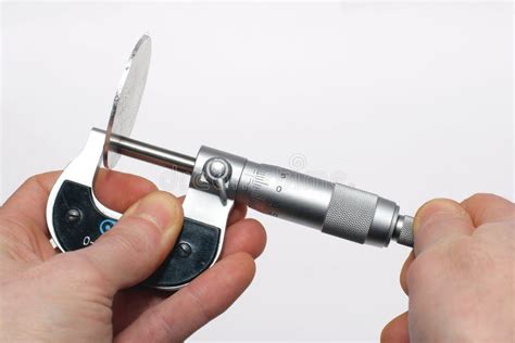 Measuring With A Micrometer Stock Image Image Of White Caliper 1823095