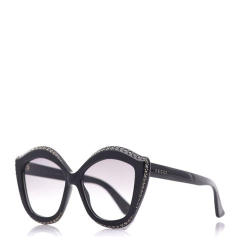 Gucci Crystal Cat Eye Gg0118s Sunglasses Black 303683 Fashionphile