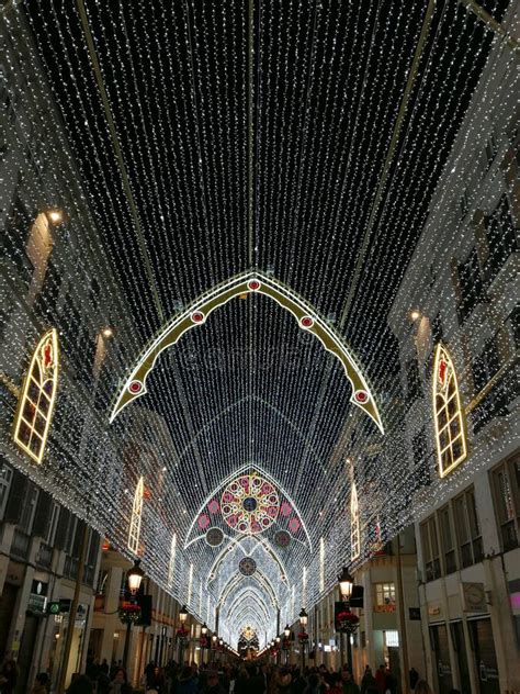 Malaga Spain December 11 2017 View Of Christmas Lights Decoration