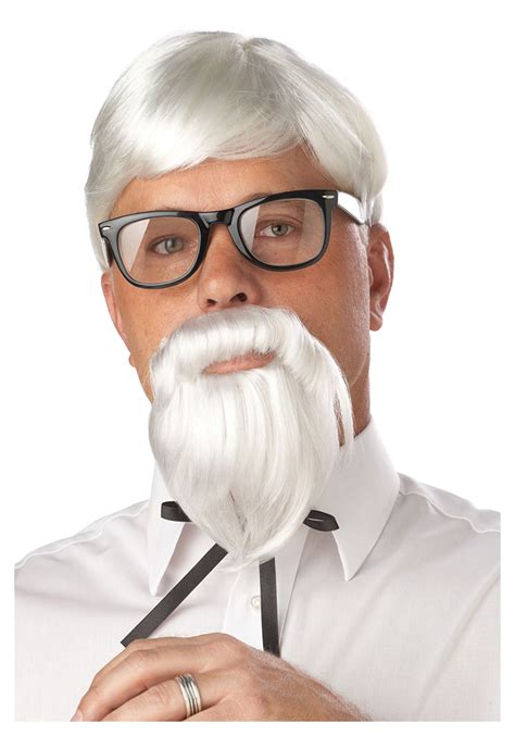 White Colonel Wig And Moustache For Men