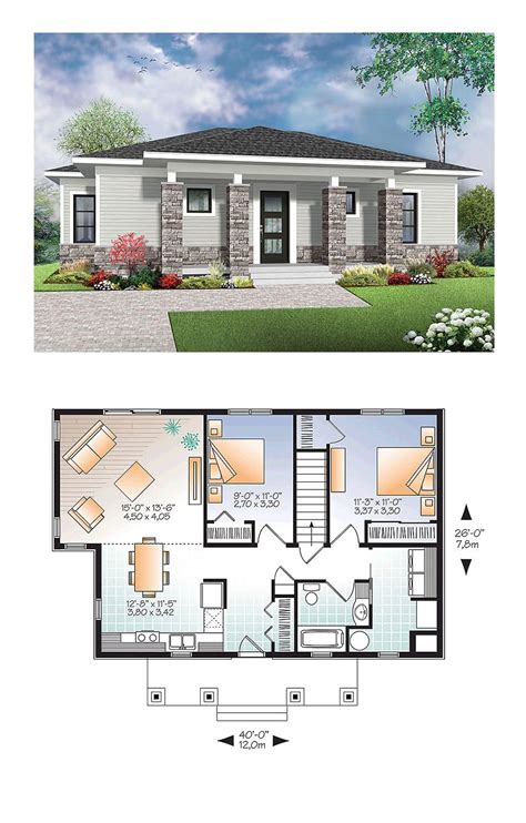 Modern Style House Plan 76437 With 2 Bed 1 Bath Modern Style House