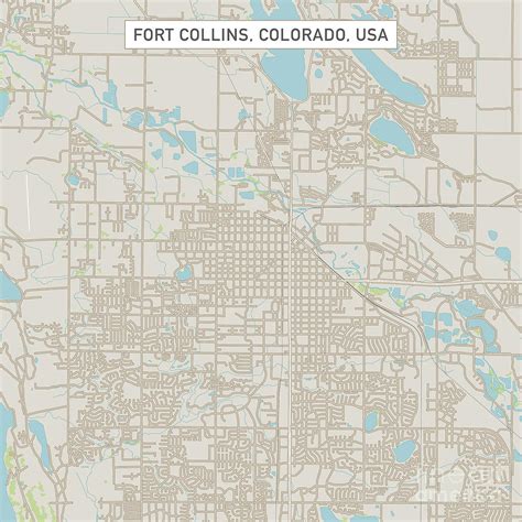 Fort Collins Colorado Us City Street Map Digital Art By Frank Ramspott
