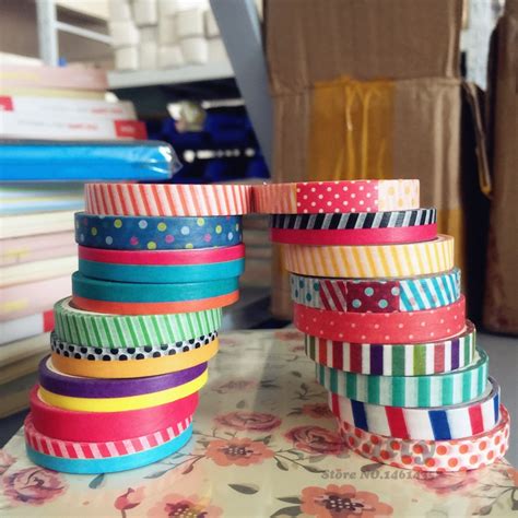 18 pcs lot 7mm slim washi tape pack masking sticker for album notebook scrapbooking deco tapes