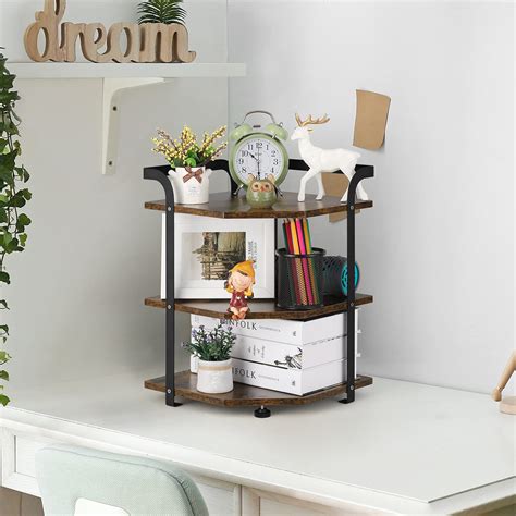 17 Stories 3 Tier Kitchen Corner Shelf Organizer Rustic Cabinet